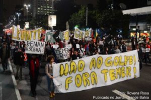 Ato organizado pela Frente Brasil Popular contra governo de Michel Temer, em São Paulo. 